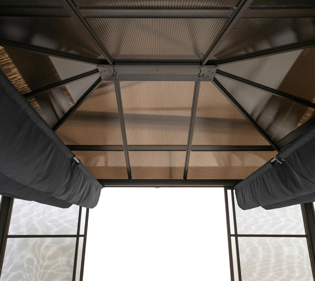 PAVILLON 362/283/297 cm Aluminium  - Bronzefarben, Basics, Kunststoff/Metall (362/283/297cm)