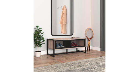 SCHUHBANK 95/40/41 cm - Schwarz/Sonoma Eiche, MODERN, Holz/Metall (95/40/41cm) - Novel