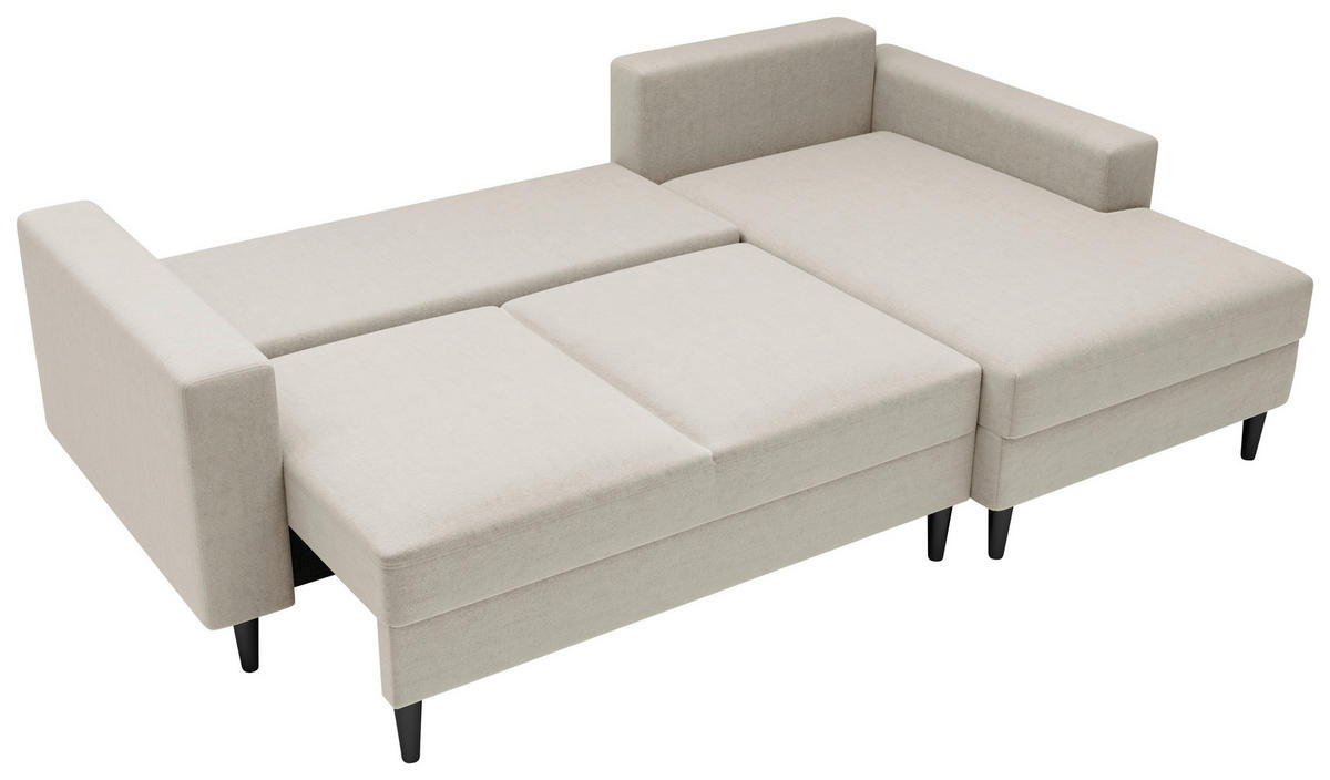 ECKSOFA in Struktur Beige  - Beige/Schwarz, Modern, Holz/Kunststoff (230/145cm) - MID.YOU