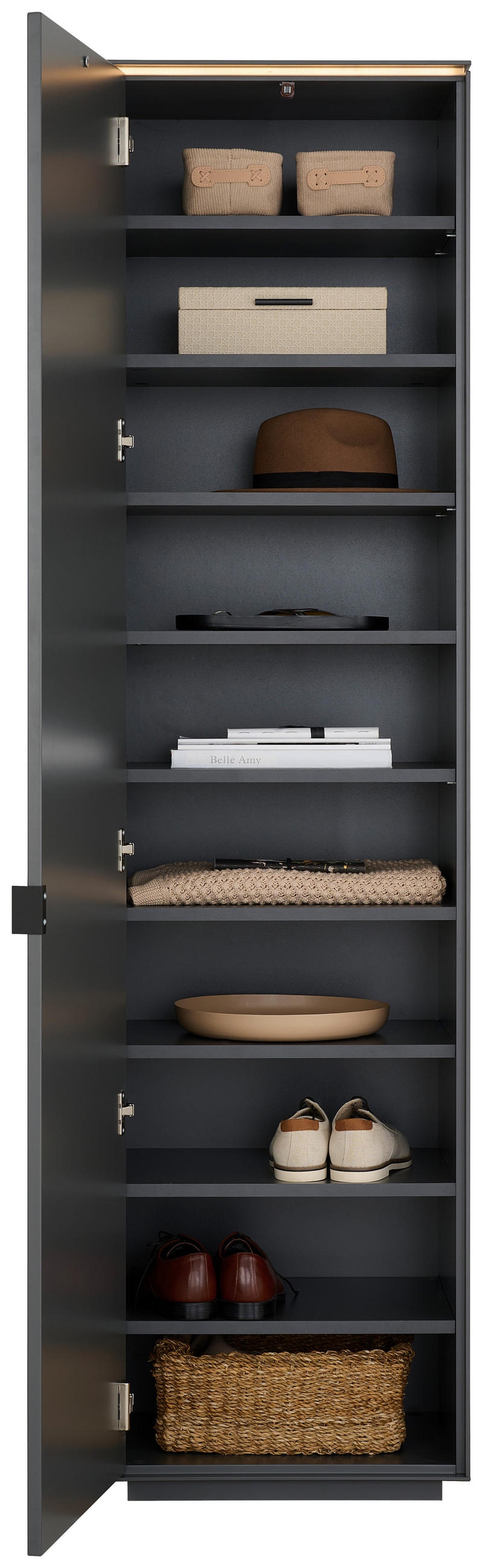 GARDEROBENSCHRANK  in 50/200/40 cm  - Anthrazit/Schwarz, Design, Holzwerkstoff/Metall (50/200/40cm) - Dieter Knoll