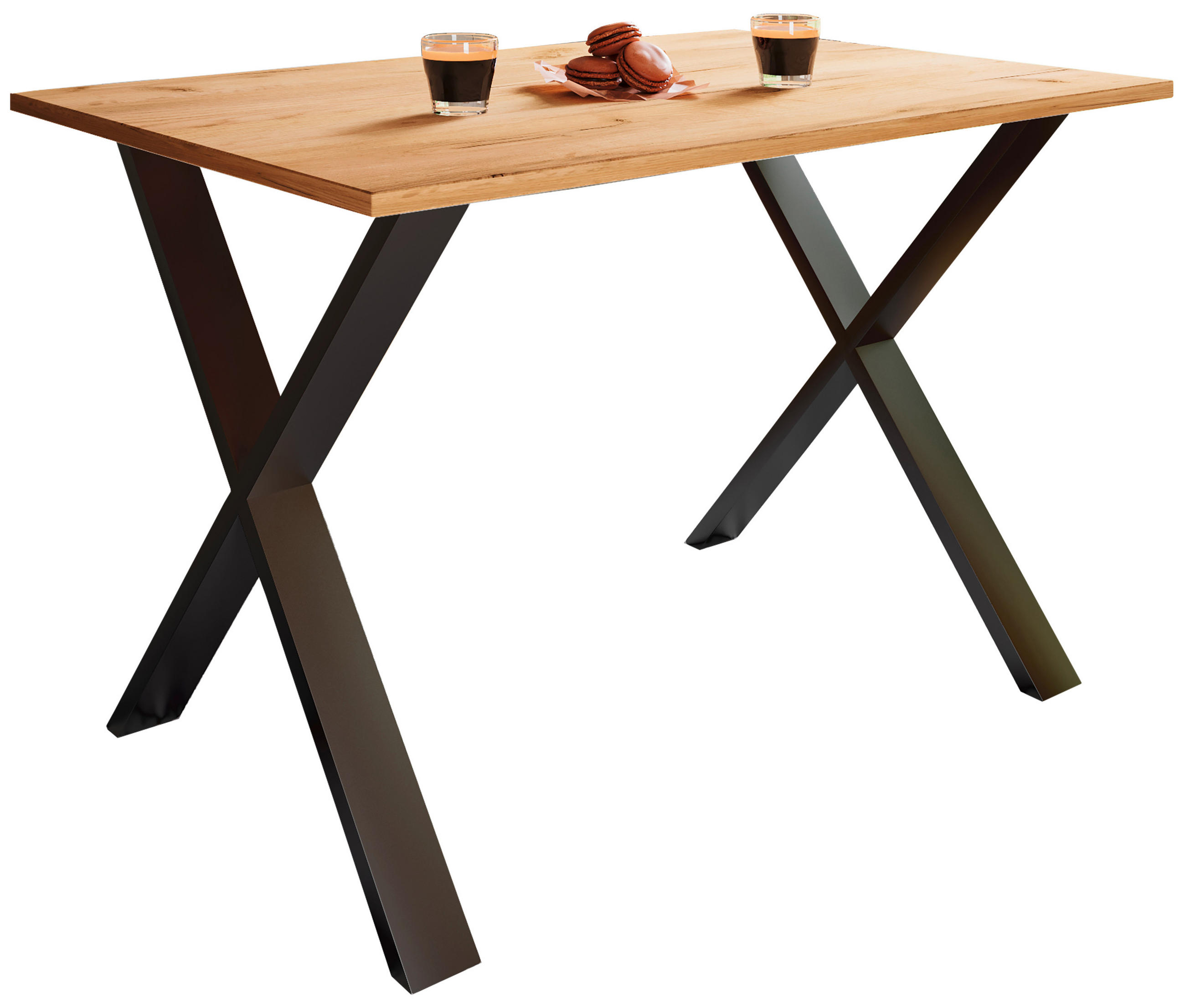 ESSTISCH rechteckig Schwarz, Honigeiche  - Honigeiche/Schwarz, Basics, Holzwerkstoff/Metall (110/50/76cm) - MID.YOU