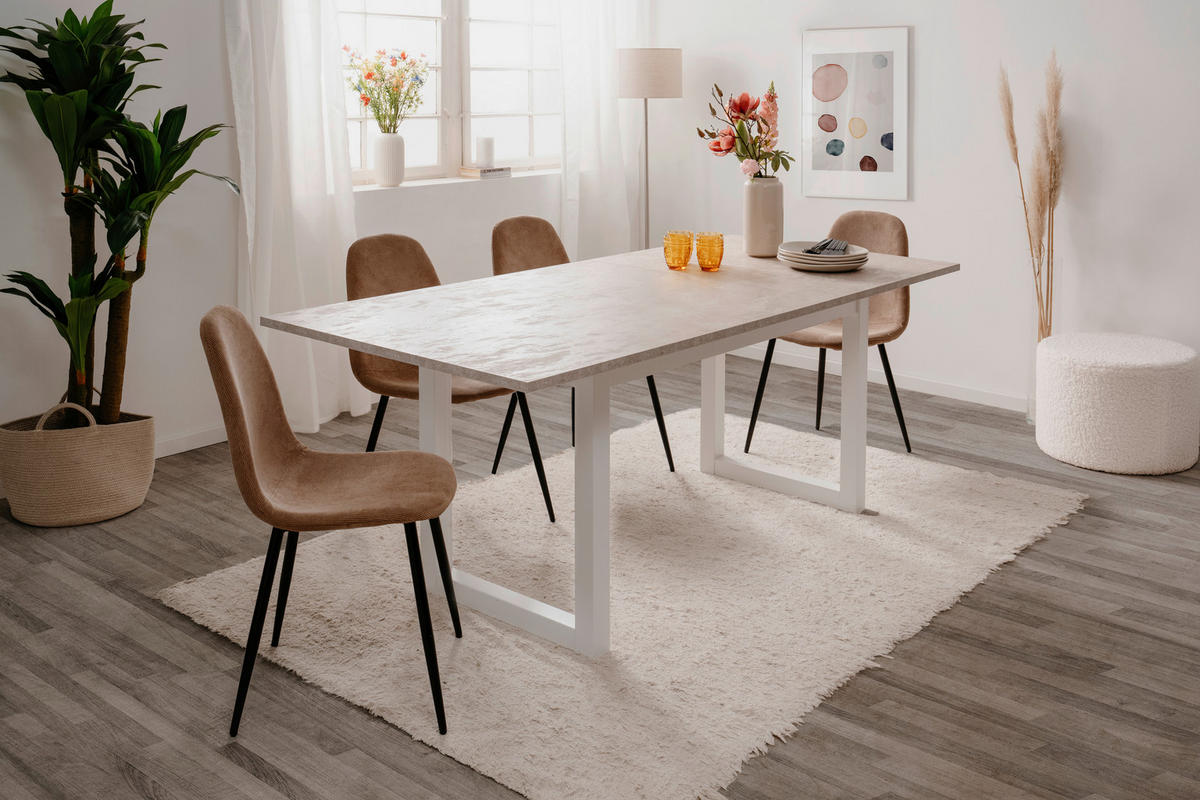 ESSTISCH in Holzwerkstoff 160-200/90/75 cm  - Sandfarben/Weiss, Modern, Holzwerkstoff (160-200/90/75cm) - MID.YOU