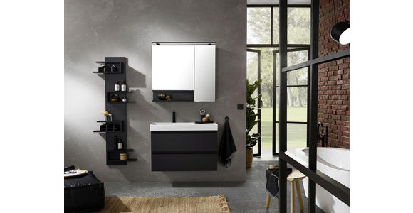 SPIEGELSCHRANK 90/80/15 cm - Grau, Design, Glas/Holzwerkstoff (90/80/15cm) - Novel