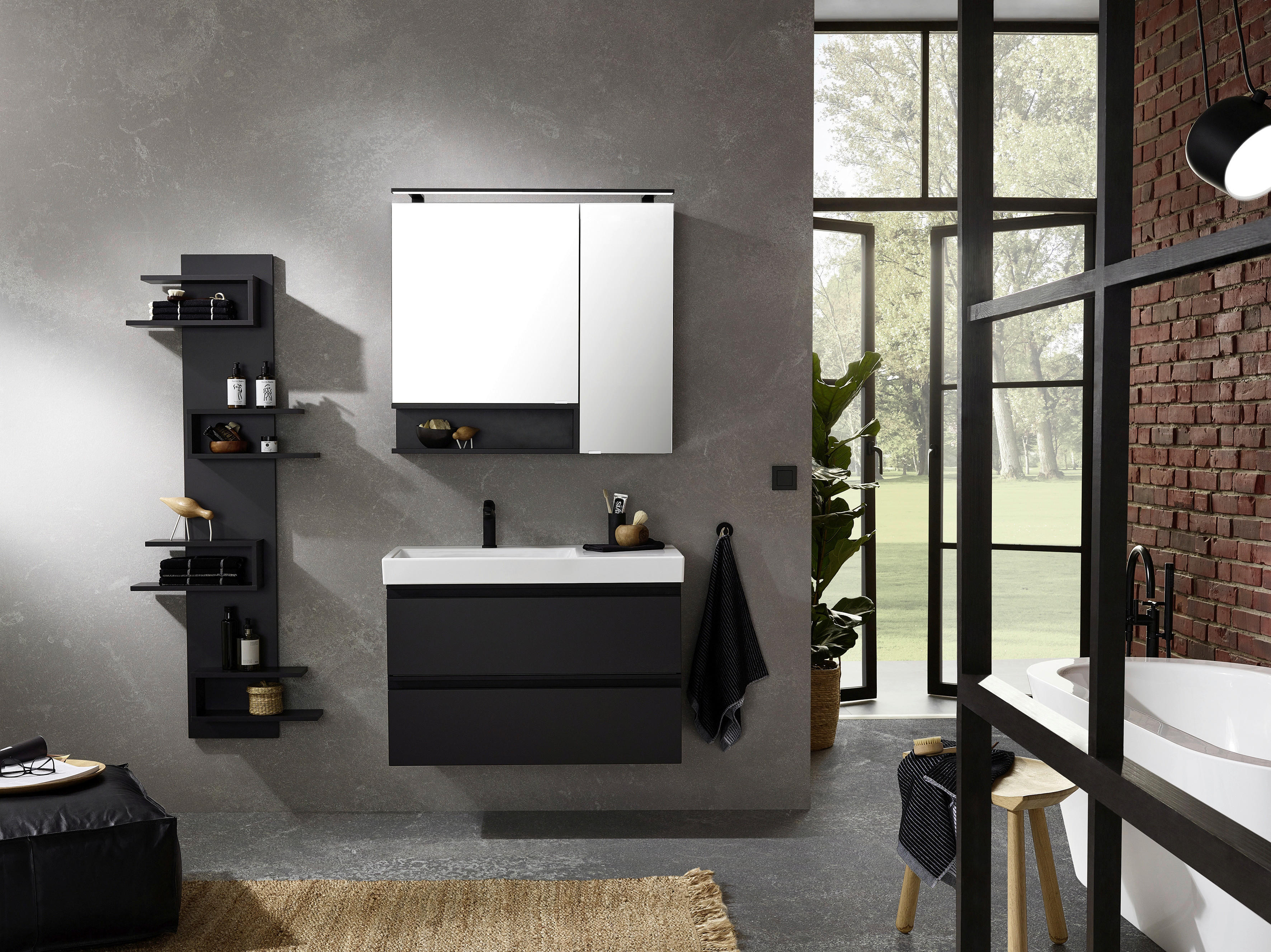 WASCHTISCHKOMBI 92 cm  - Schwarz/Weiß, Design, Keramik/Holzwerkstoff (92cm) - Novel