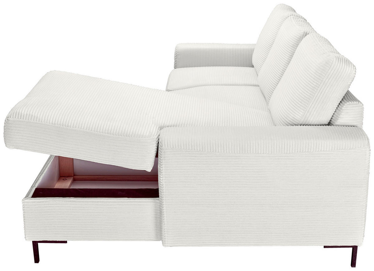 ECKSOFA Creme Cord  - Creme/Schwarz, KONVENTIONELL, Textil/Metall (240/150cm) - Carryhome