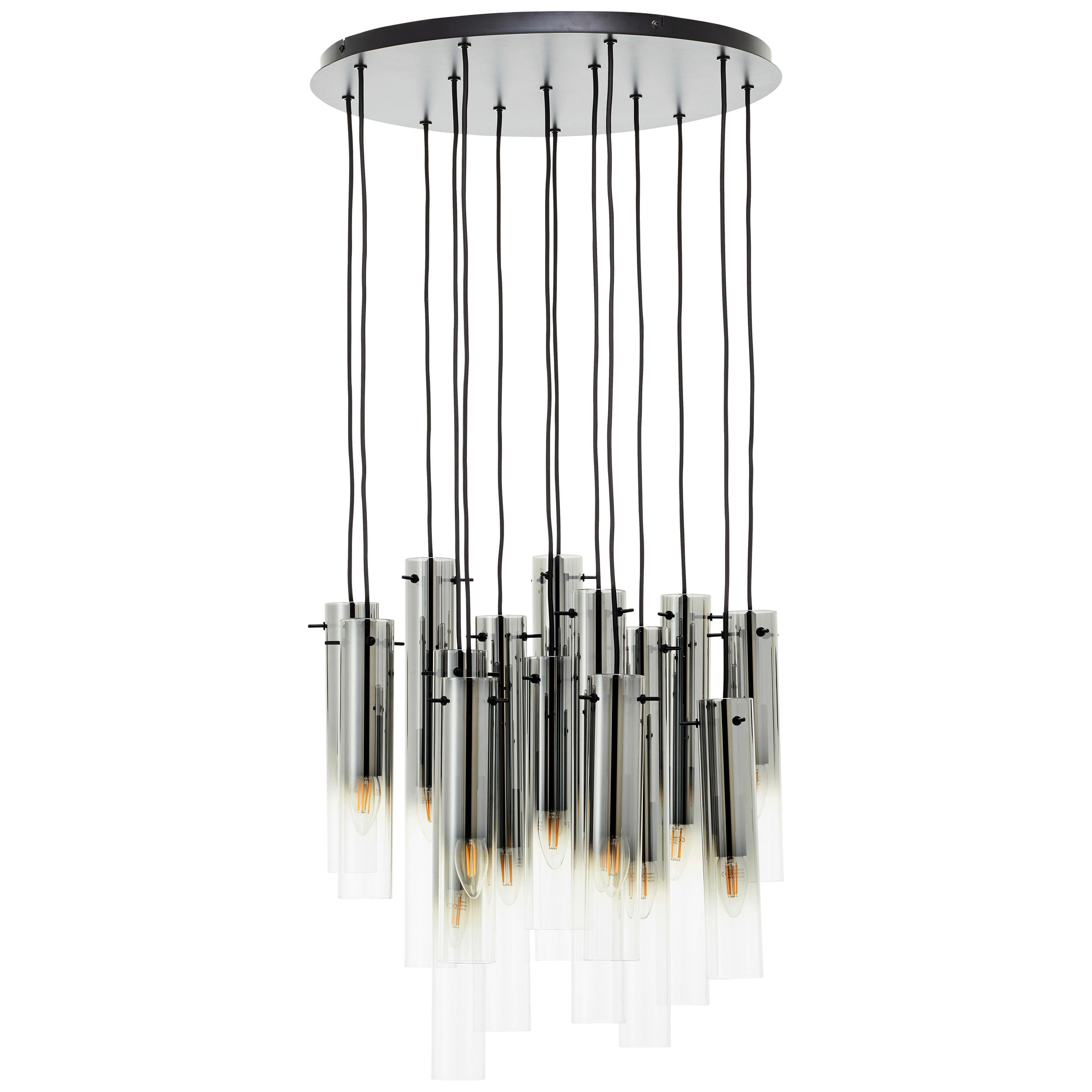 HÄNGELEUCHTE 52/199 cm    - Schwarz/Grau, Design, Glas/Metall (52/199cm) - Brilliant