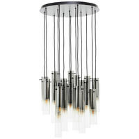 HÄNGELEUCHTE 52/199 cm    - Schwarz/Grau, Design, Glas/Metall (52/199cm) - Brilliant