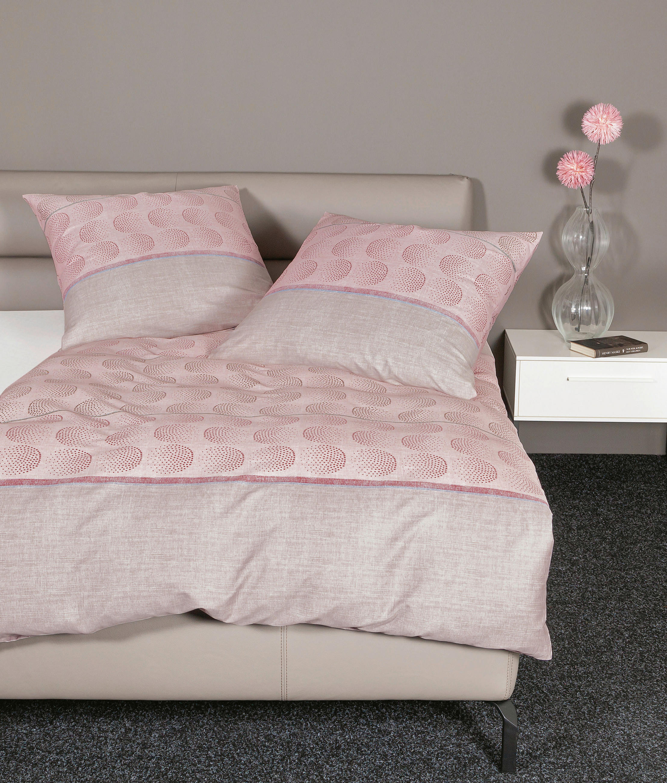 POSTELJNINA PALERMO 135/200 cm mako saten roza, pink, svetlo siva  - roza/pink, Konvencionalno, tekstil (135/200cm) - Janine