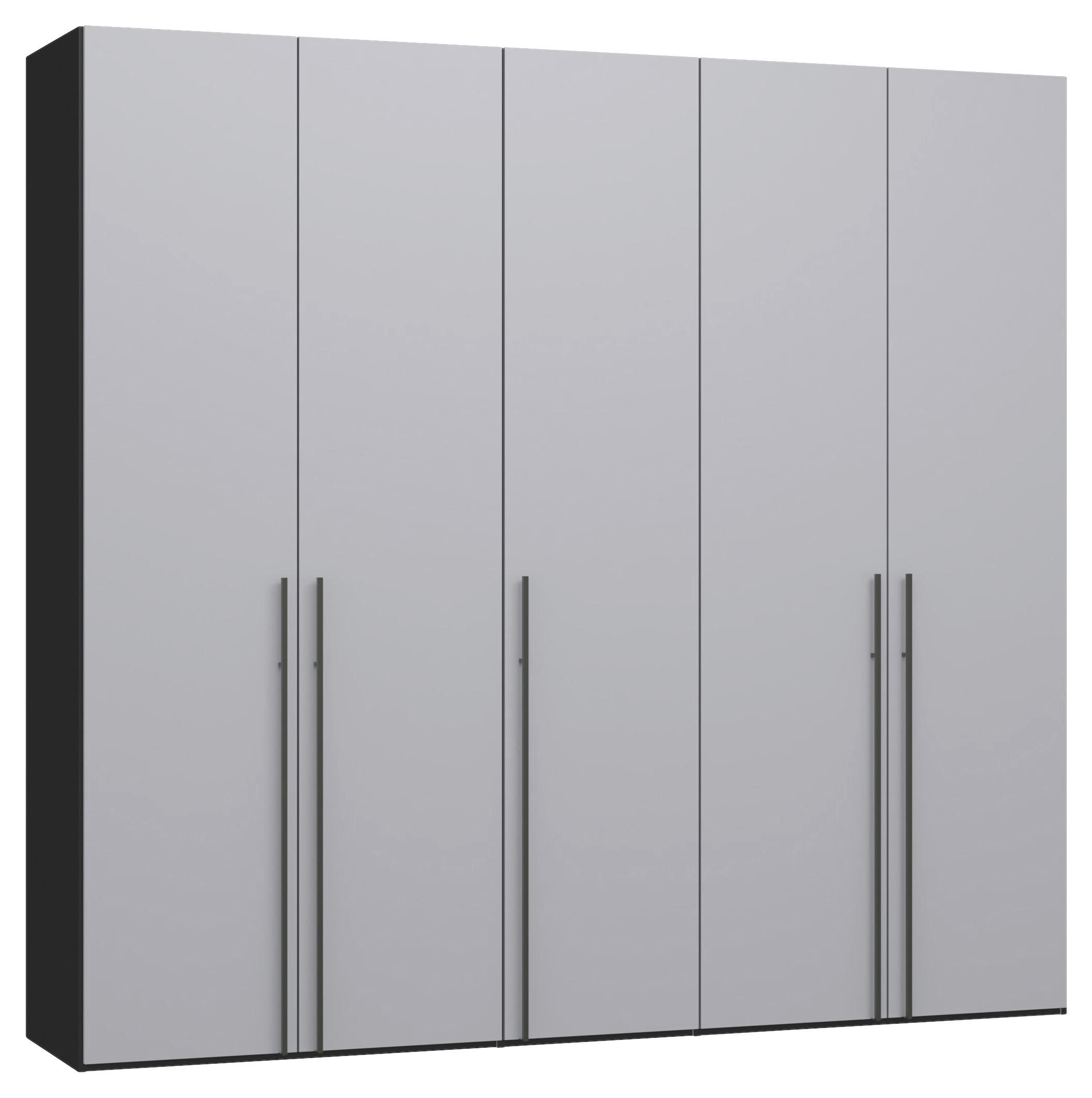 DREHTÜRENSCHRANK 253/236/59 cm,  in Schwarz, Hellgrau, 5-türig  - Titanfarben/Hellgrau, Design, Glas/Holzwerkstoff (253/236/59cm) - Jutzler