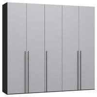 DREHTÜRENSCHRANK 253/236/59 cm,  in Schwarz, Hellgrau, 5-türig  - Titanfarben/Hellgrau, Design, Glas/Holzwerkstoff (253/236/59cm) - Jutzler