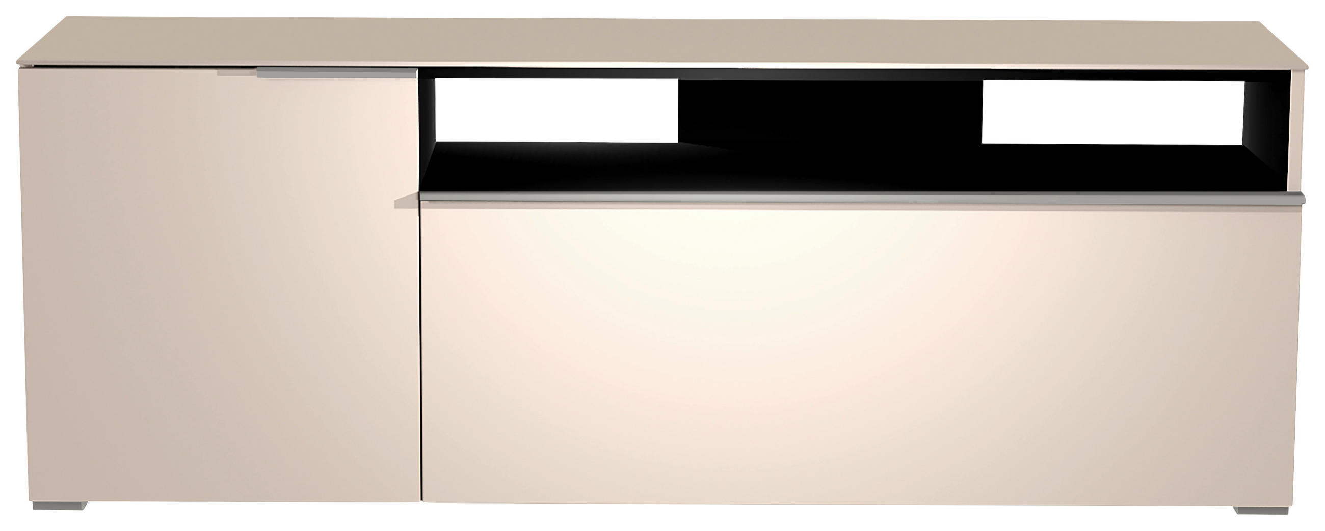 LOWBOARD 160/58/45 cm  - Sandfarben/Alufarben, Design, Glas/Holzwerkstoff (160/58/45cm) - Moderano
