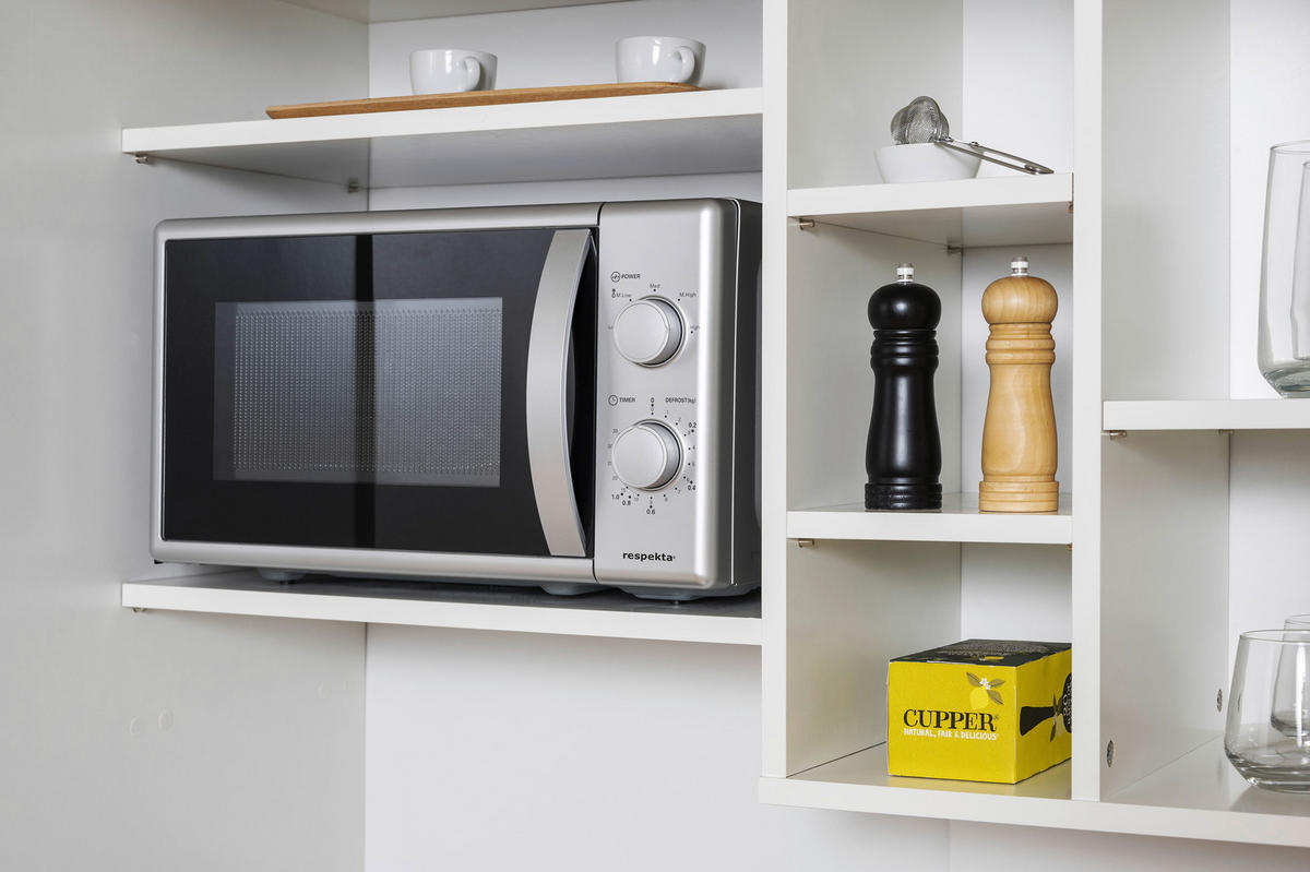 SCHRANKKÜCHE 104/193/67 cm  Grau  - Weiss/Edelstahlfarben, Modern, Holzwerkstoff/Metall (104/193/67cm) - Respekta