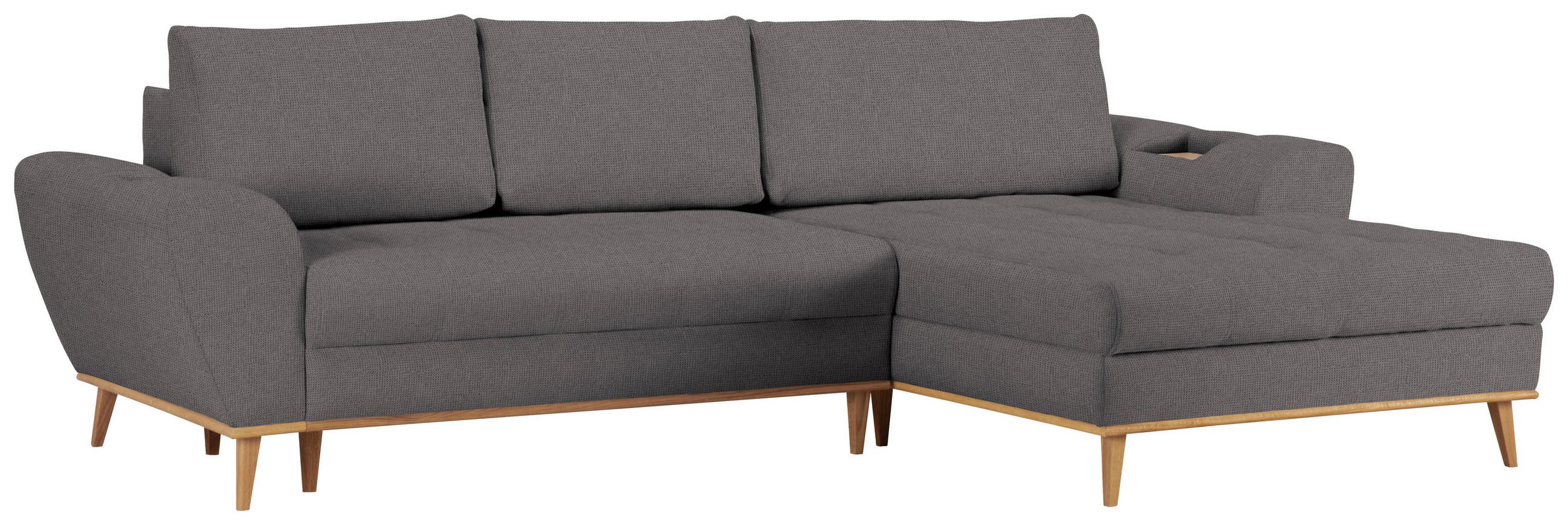 WOHNLANDSCHAFT in Webstoff Grau - Eichefarben/Grau, Design, Holz/Textil (282/175cm) - Carryhome
