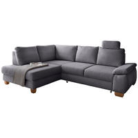 ECKSCHLAFSOFA Cord Dunkelgrau  inkl. Bettkasten, Schlaffunktion, Armteilverstellung, Sitztiefenverstellung, Liegefläche im Originalstoff, Kopfstütze  - Wildeiche/Dunkelgrau, MODERN, Holz/Textil (206/261cm) - Livetastic
