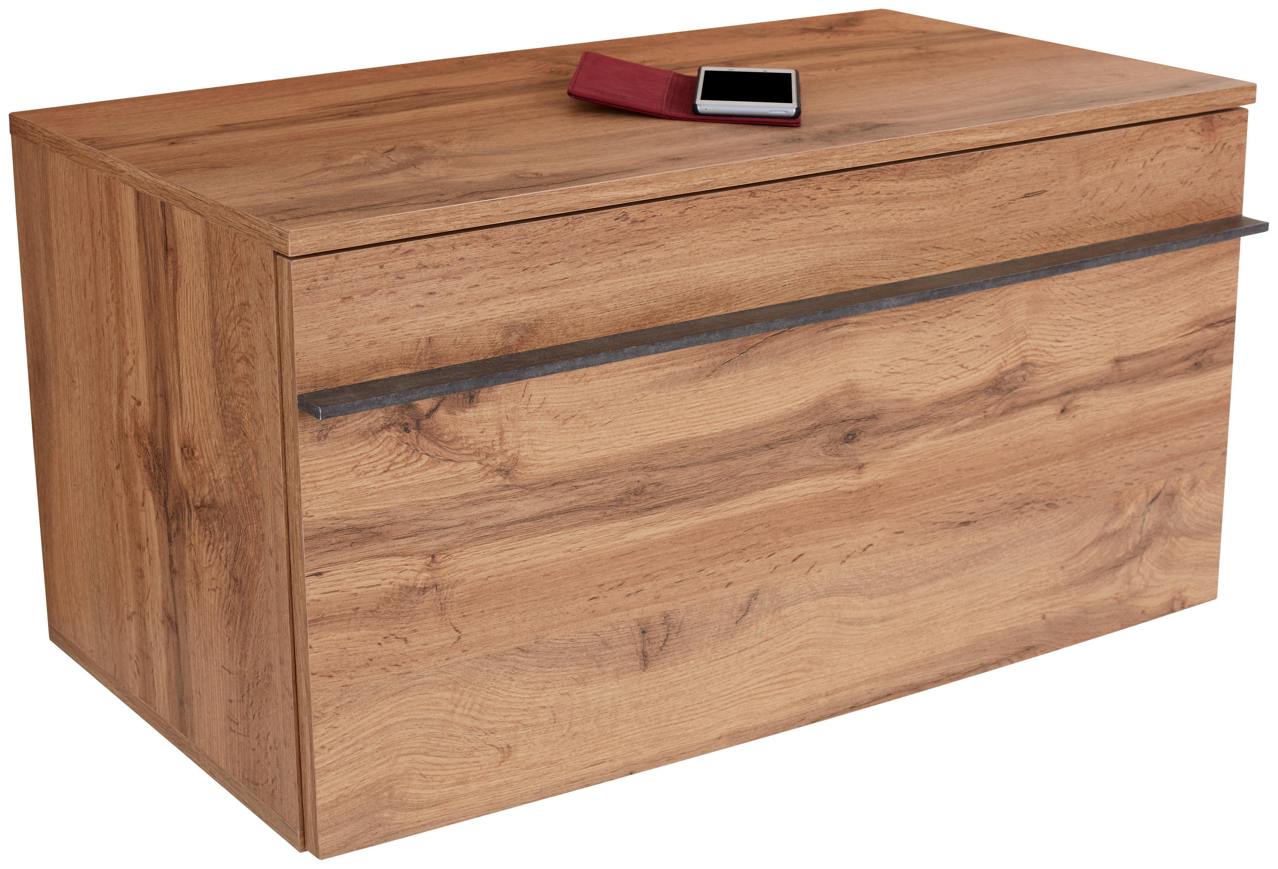 GARDEROBENBANK Eichefarben  - Eichefarben/Schwarz, MODERN, Kunststoff (90/45/38cm) - MID.YOU