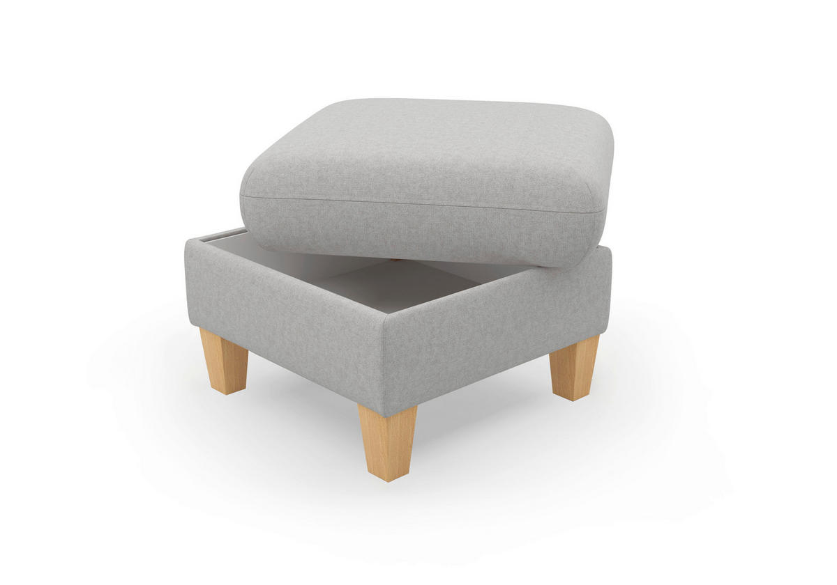 HOCKER Flachgewebe Hellgrau  - Eichefarben/Hellgrau, KONVENTIONELL, Holz/Textil (58/47/58cm) - Sit & More
