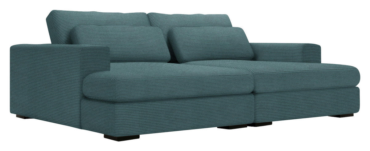 BIGSOFA in Cord Salbeigrün  - Salbeigrün/Schwarz, Design, Textil (223/80/158cm) - Lomoco