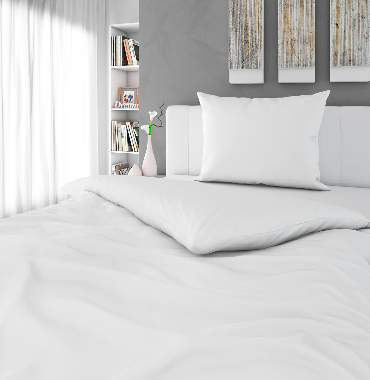 POSTELJNINA SAORI 140/200 cm saten bela  - bela, Basics, tekstil (140/200cm) - Novel