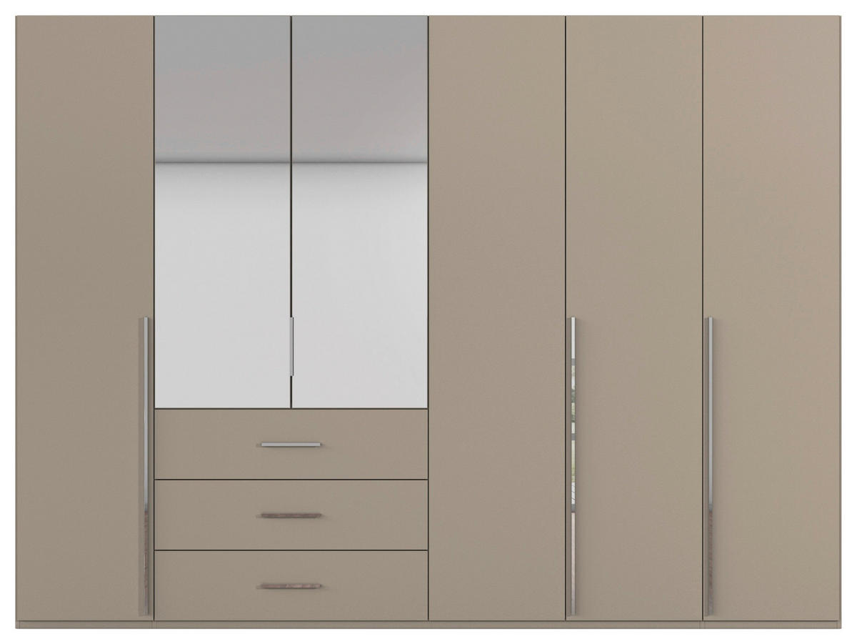 DREHTÜRENSCHRANK 301/223/60 cm,  in Fango, 6-türig  - Chromfarben/Fango, Design, Glas/Holzwerkstoff (301/223/60cm) - home24