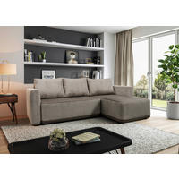 ECKSOFA STELLA Taupe Plüsch Rückenkissen, Bettkasten  - Taupe/Schwarz, Design, Kunststoff/Textil (234/166cm) - MID.YOU