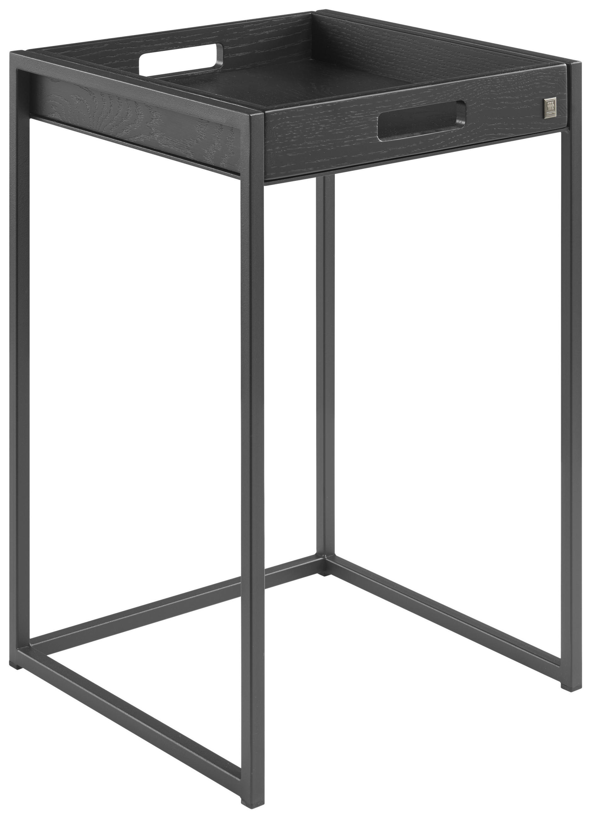 BEISTELLTISCH 38/38/58 cm JUSTB! Eiche furniert Anthrazit, Schwarz quadratisch  - Anthrazit/Schwarz, Design, Holz/Metall (38/38/58cm) - Musterring