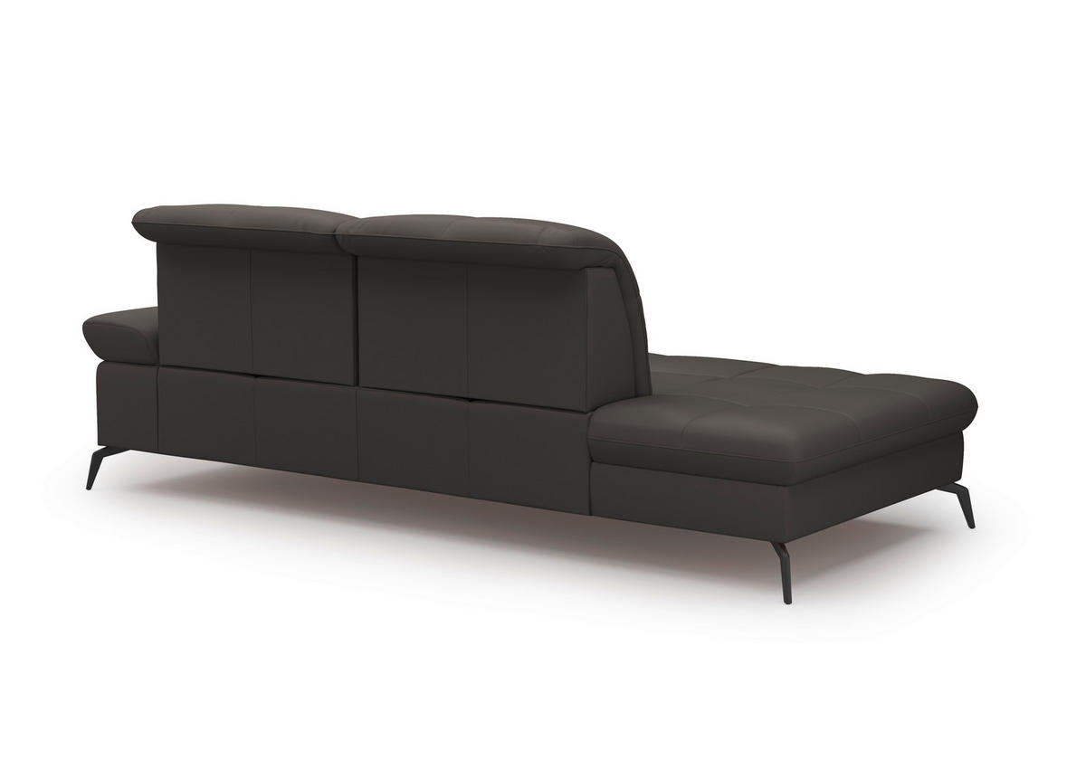 RÉCAMIERE Anthrazit Echtleder  - Anthrazit/Schwarz, KONVENTIONELL, Leder/Metall (231/90/122cm) - Sit & More