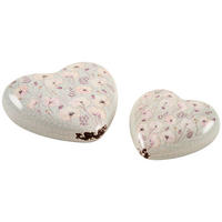 DEKORATIONSHJÄRTA - lila/vit, Trend, keramik (9/9/3cm)