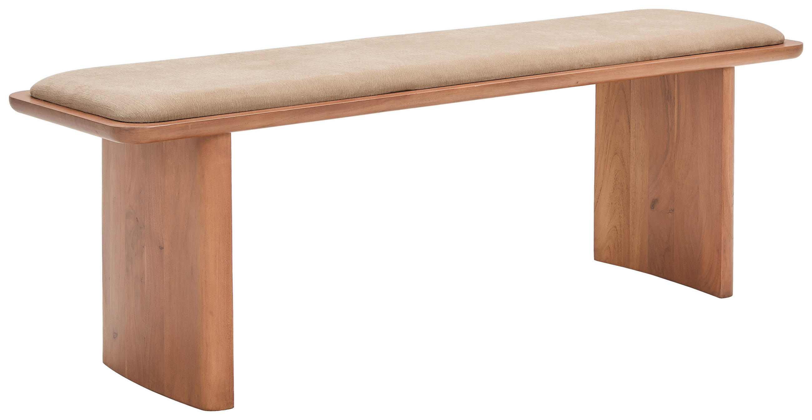 SITZBANK 140/40/45 cm Webstoff Walnussfarben Akazie massiv  - Walnussfarben/Creme, Design, Holz/Textil (140/40/45cm) - Livetastic