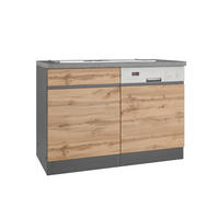 SPÜLENUNTERSCHRANK 120/86/60 cm  in Graphitfarben, Eiche Wotan  - Eiche Wotan/Graphitfarben, Design, Holzwerkstoff (120/86/60cm) - Held
