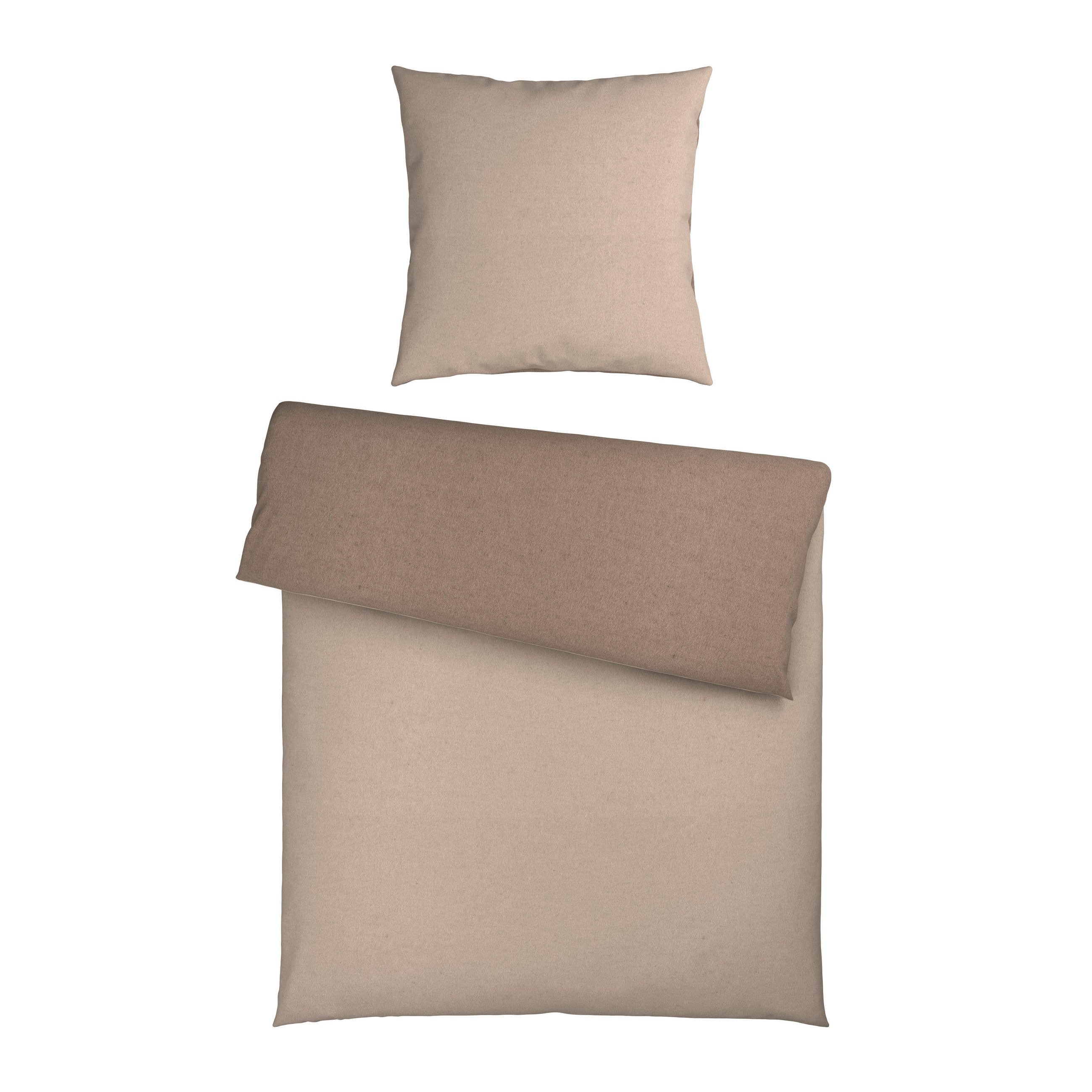 WENDEBETTWÄSCHE 2-teilig Flanell 135/200 cm  - Beige, Basics, Textil (135/200cm) - Novel