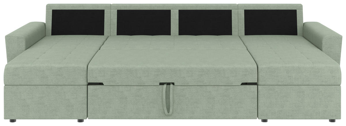 WOHNLANDSCHAFT TERMOLI Mintgrün Jacquard  - Schwarz/Mintgrün, Design, Kunststoff/Textil (155/296/155cm) - MID.YOU