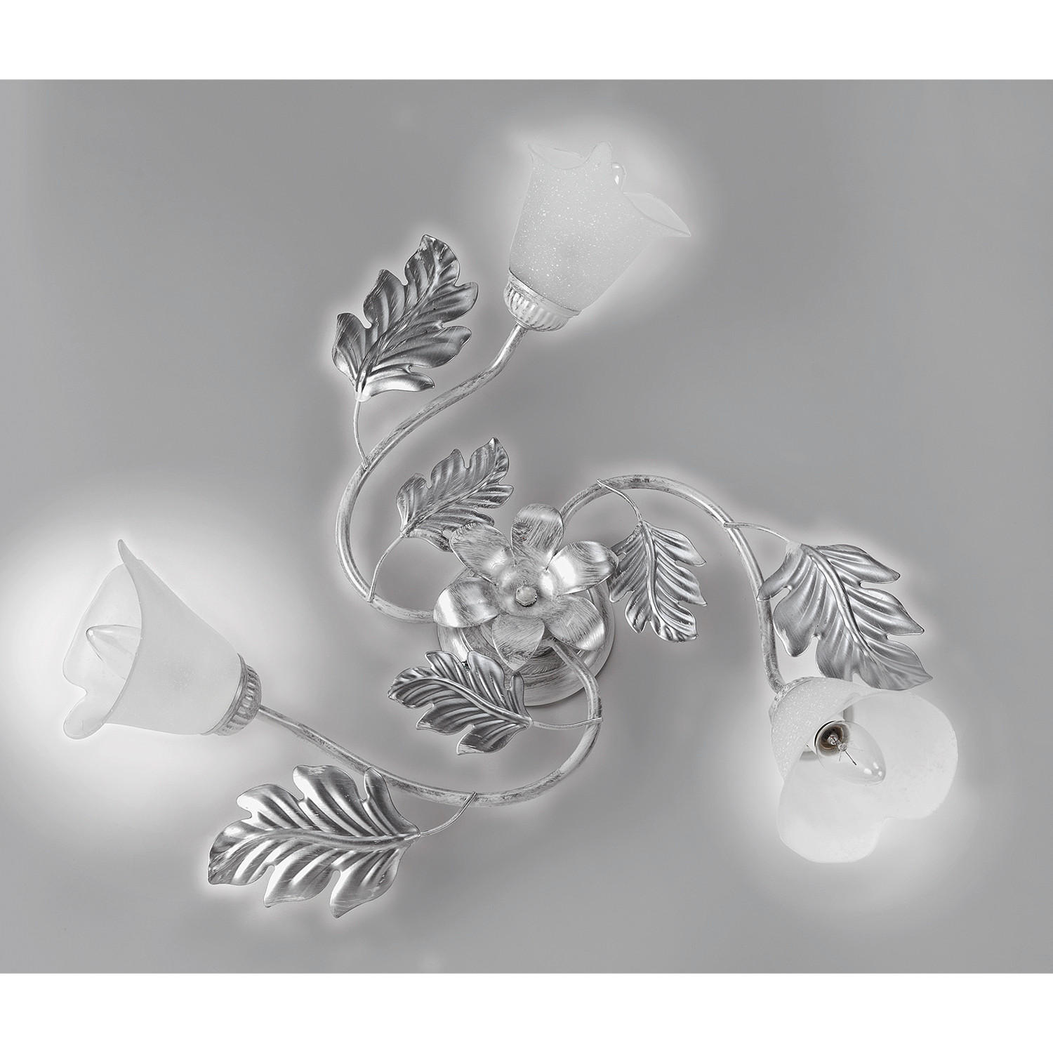 DECKENLEUCHTE 60/20 cm   - Silberfarben/Weiß, KONVENTIONELL, Glas/Metall (60/20cm)