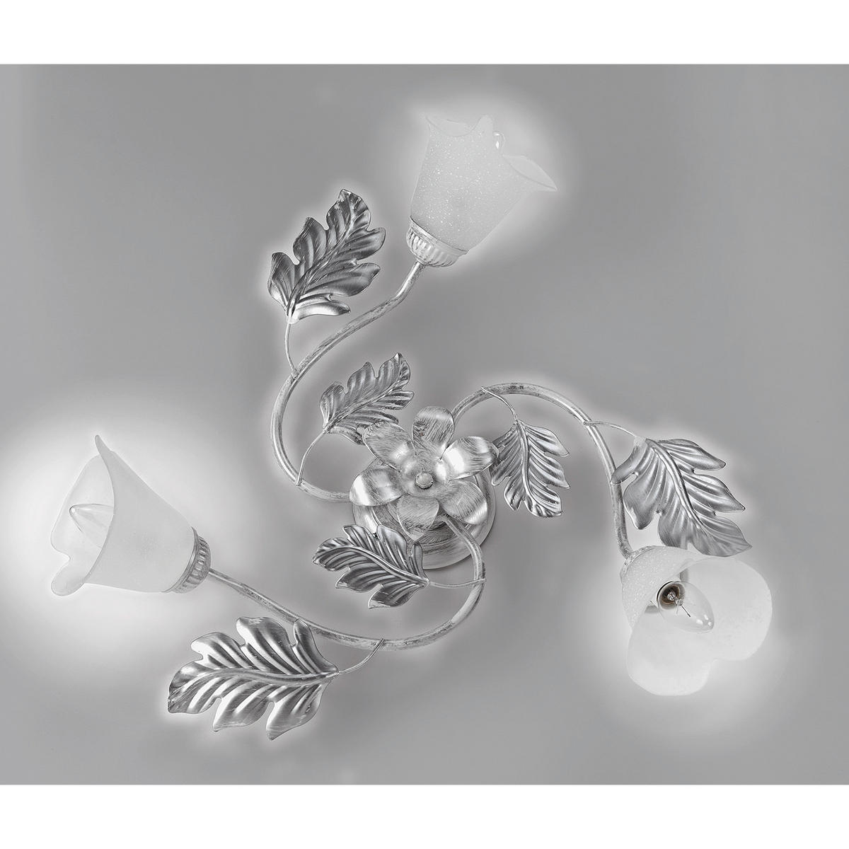 DECKENLEUCHTE 60/20 cm   - Silberfarben/Weiß, KONVENTIONELL, Glas/Metall (60/20cm)