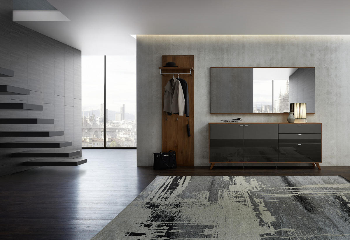 GARDEROBE 3-teilig  in 271,6/217,3/39,6 cm  - Nussbaumfarben/Graphitfarben, Design, Holz/Holzwerkstoff (271,6/217,3/39,6cm) - Invivus