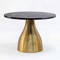 KONFERENČNÍ STOLEK, černá, kov, kámen, 60/60/40 cm - černá/barvy zlata, Design, kov/kámen (60/60/40cm) - Livetastic
