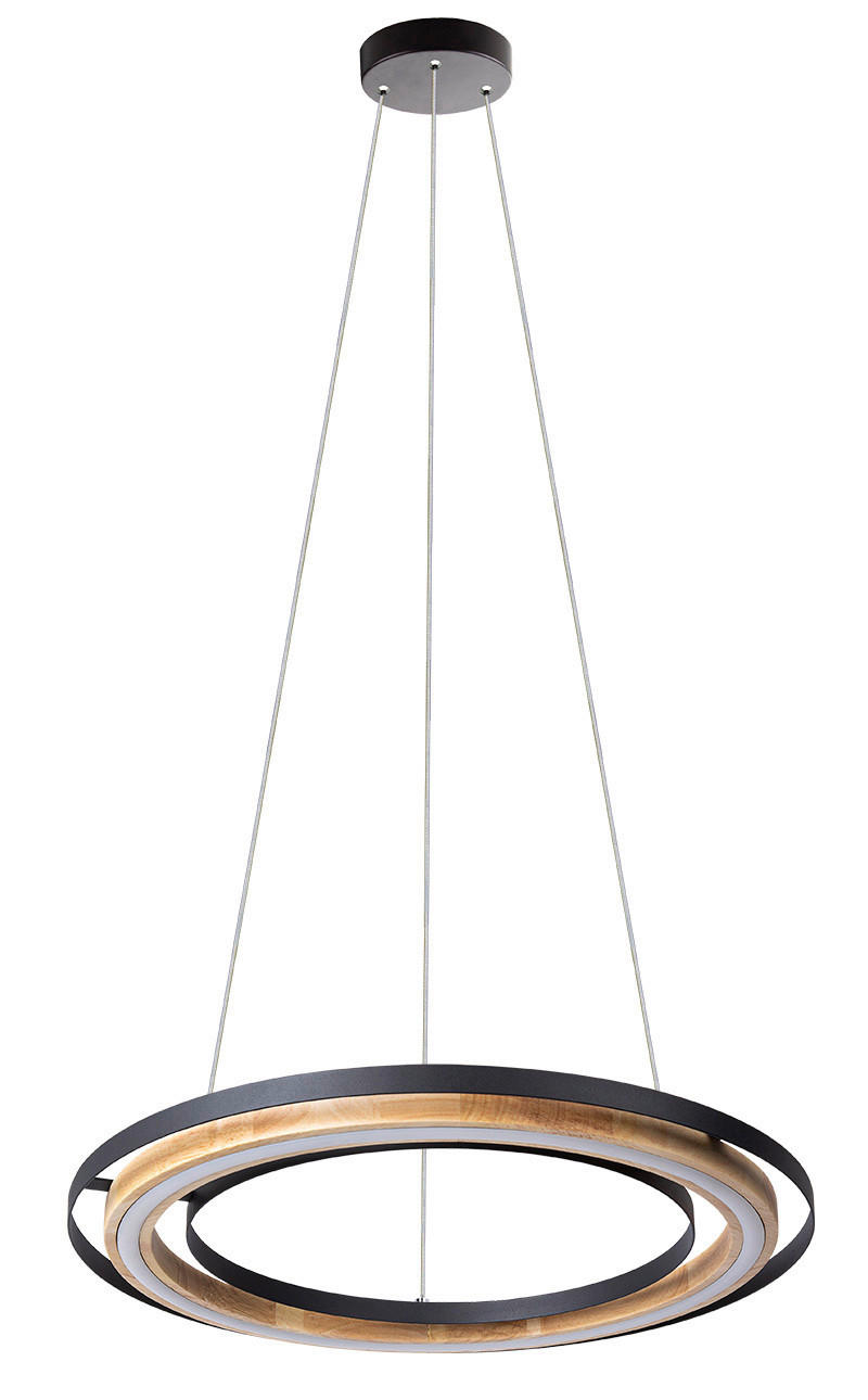 LED-HÄNGELEUCHTE 56,5/150 cm    - Eichefarben/Schwarz, Design, Holz/Metall (56,5/150cm) - Globo