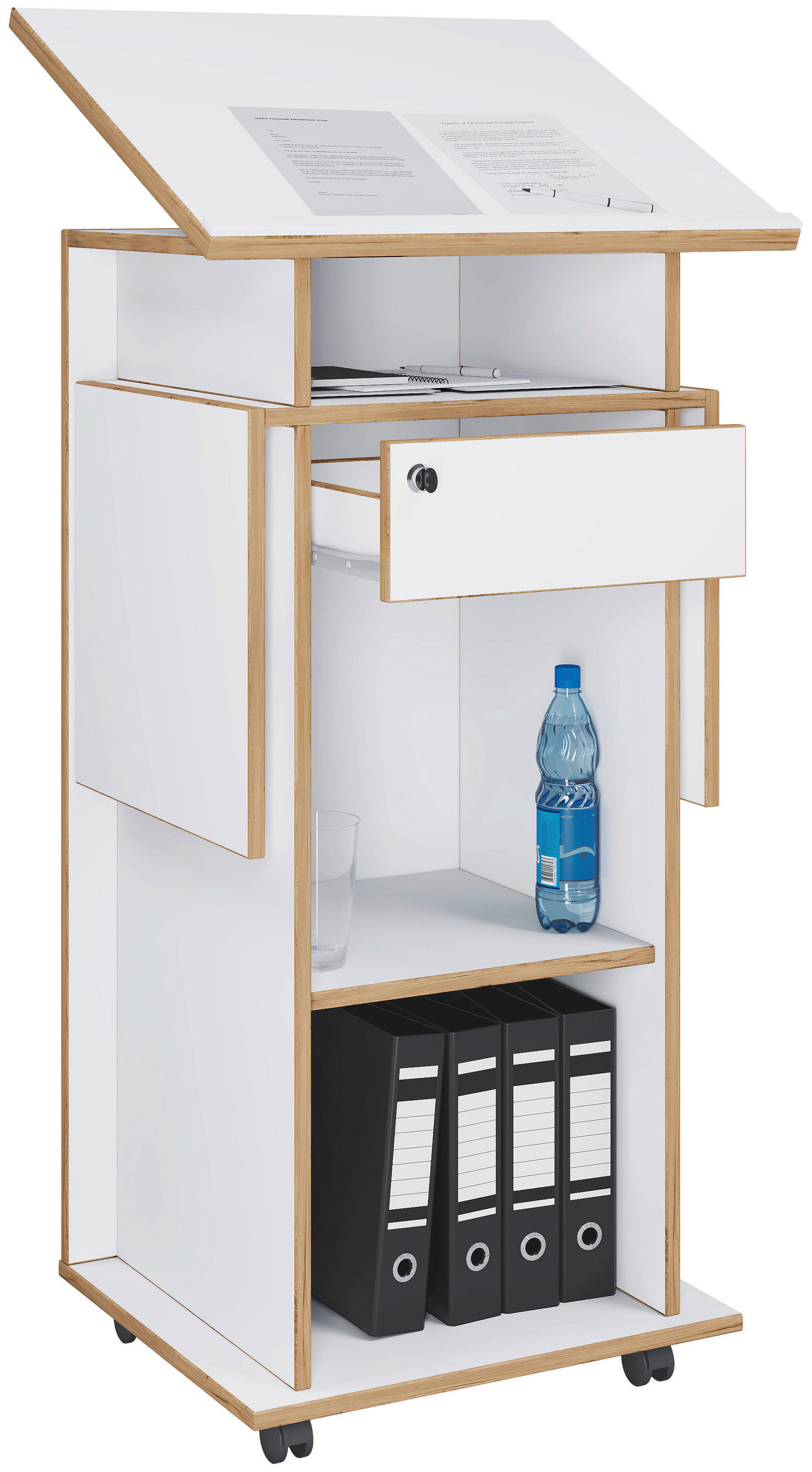 STEHPULT   - Honigeiche/Weiß, Design, Holzwerkstoff (123/128/44cm) - MID.YOU
