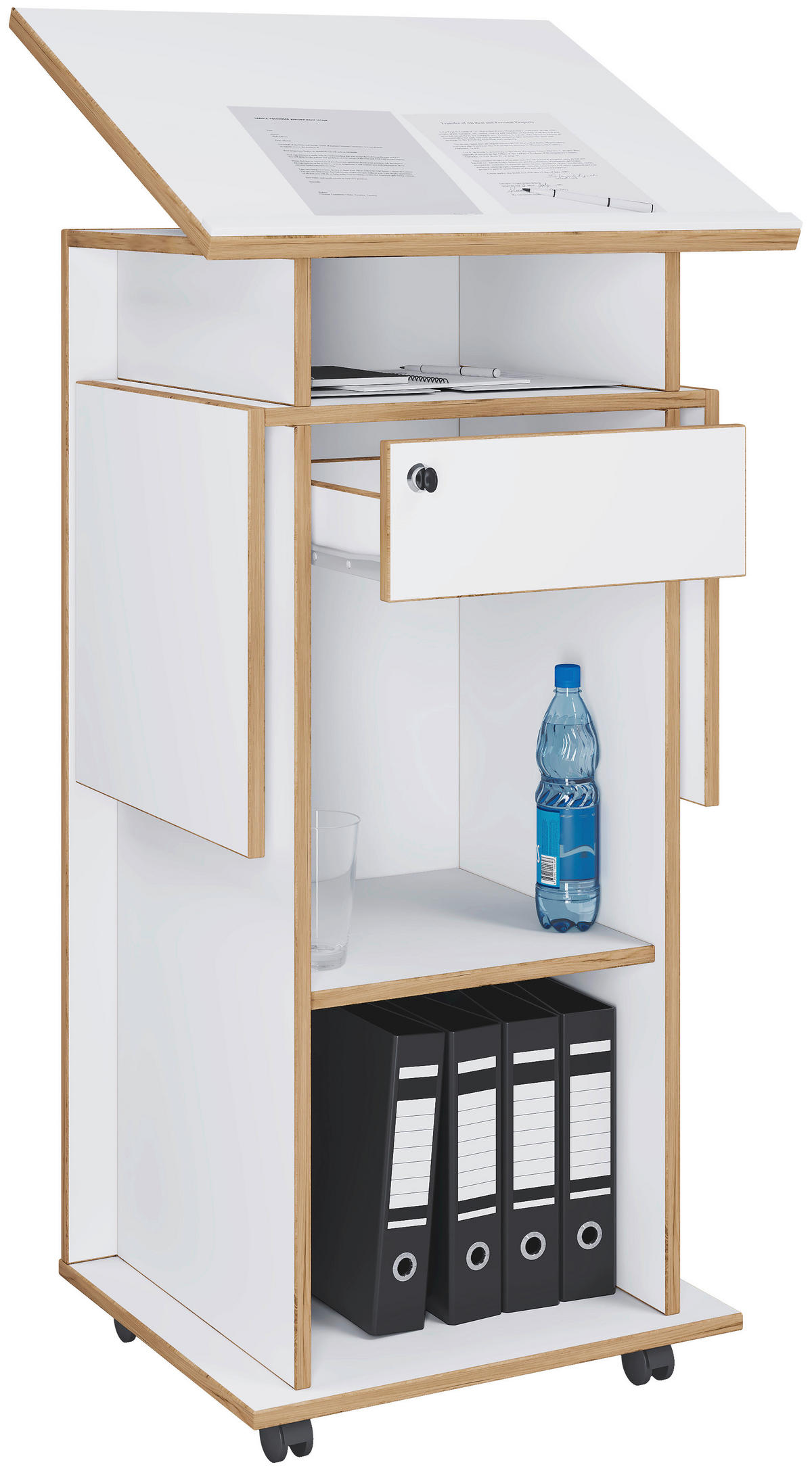 STEHPULT   - Honigeiche/Weiß, Design, Holzwerkstoff (123/128/44cm) - MID.YOU