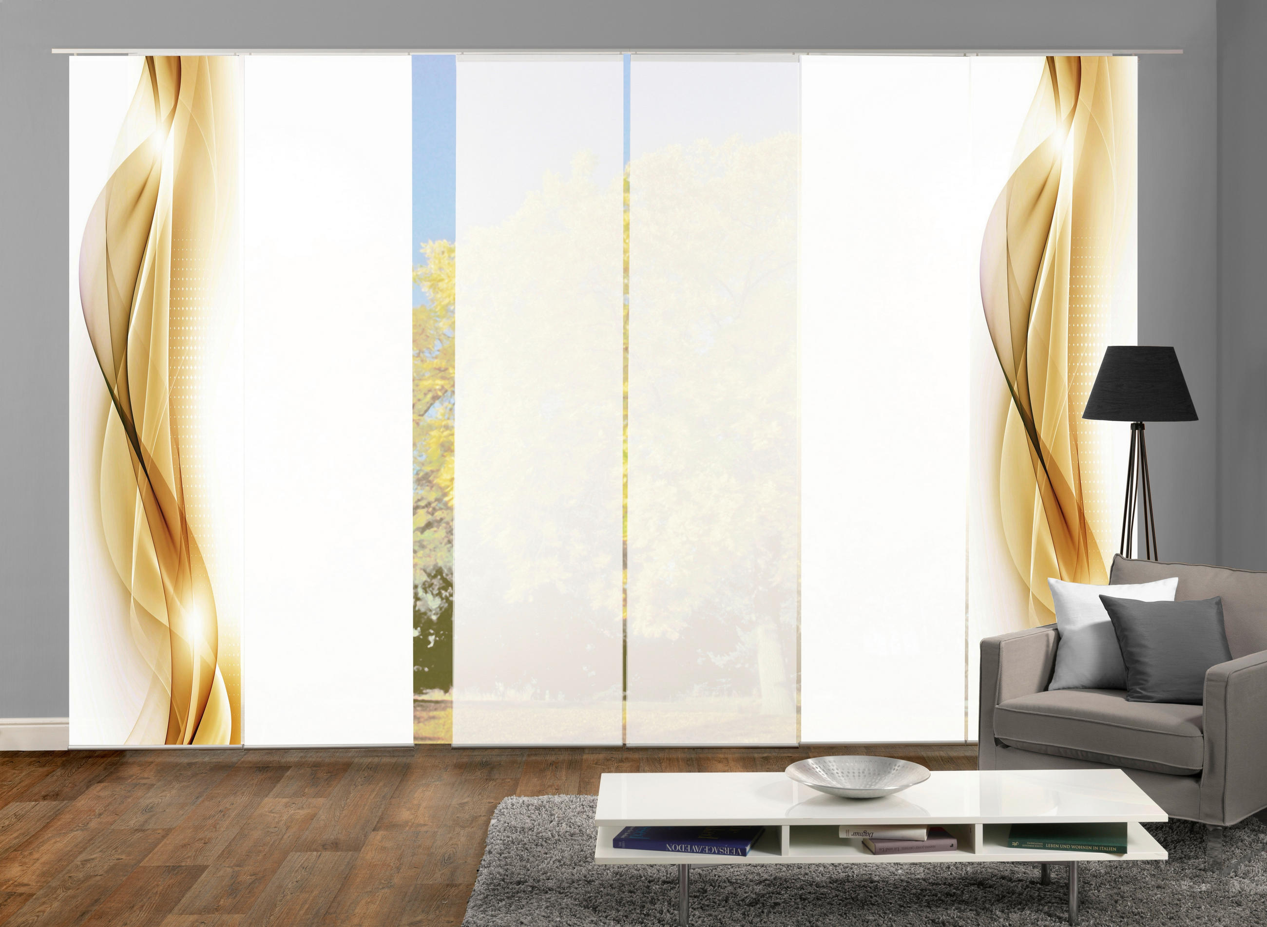 FLÄCHENVORHANG NEBLANA, 6-TLG.  6 Stück  blickdicht   60/245 cm  - Goldfarben, Basics, Textil (60/245cm)