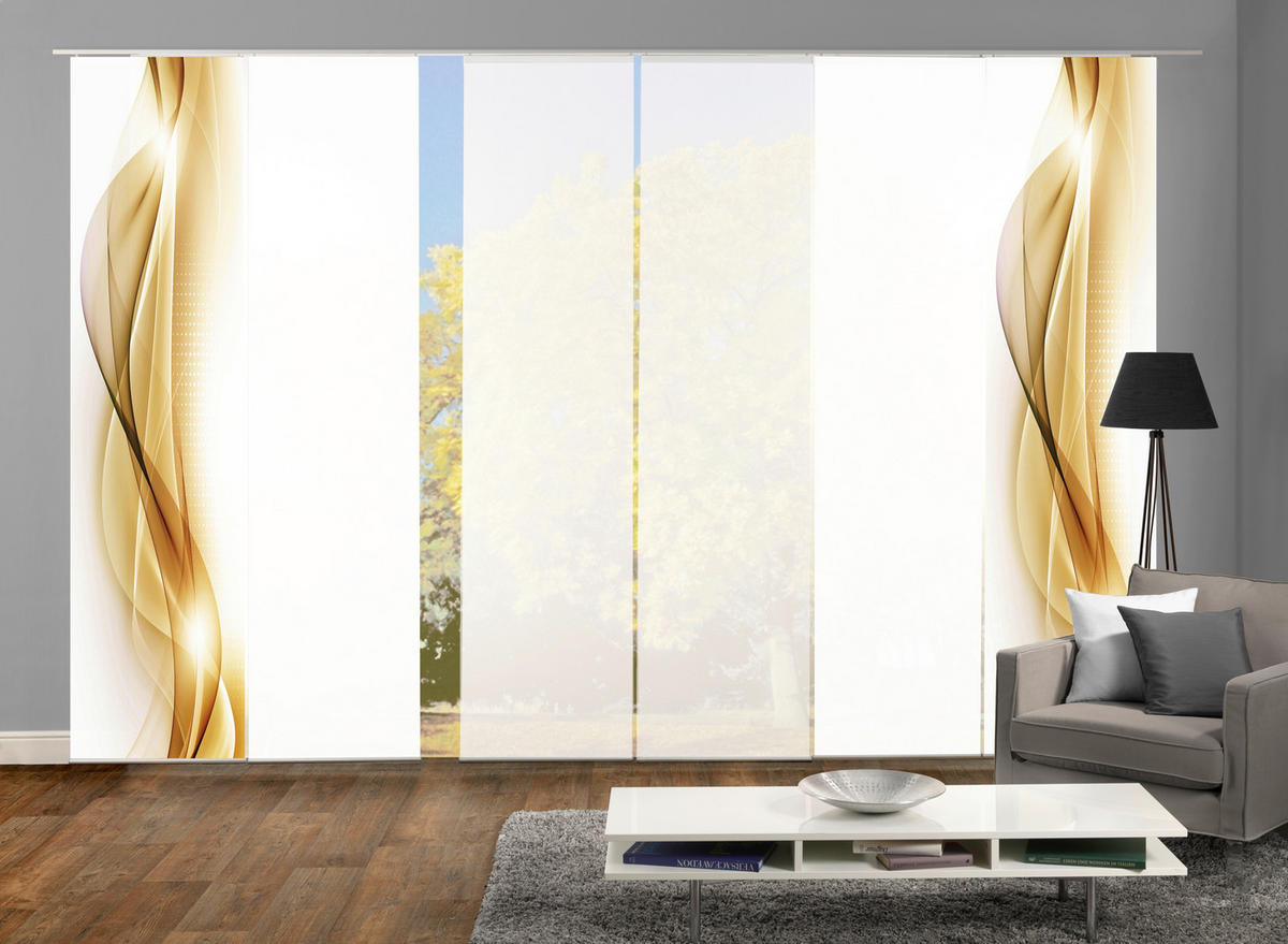 FLÄCHENVORHANG NEBLANA, 6-TLG.  6 Stück  blickdicht   60/245 cm  - Goldfarben, Basics, Textil (60/245cm)
