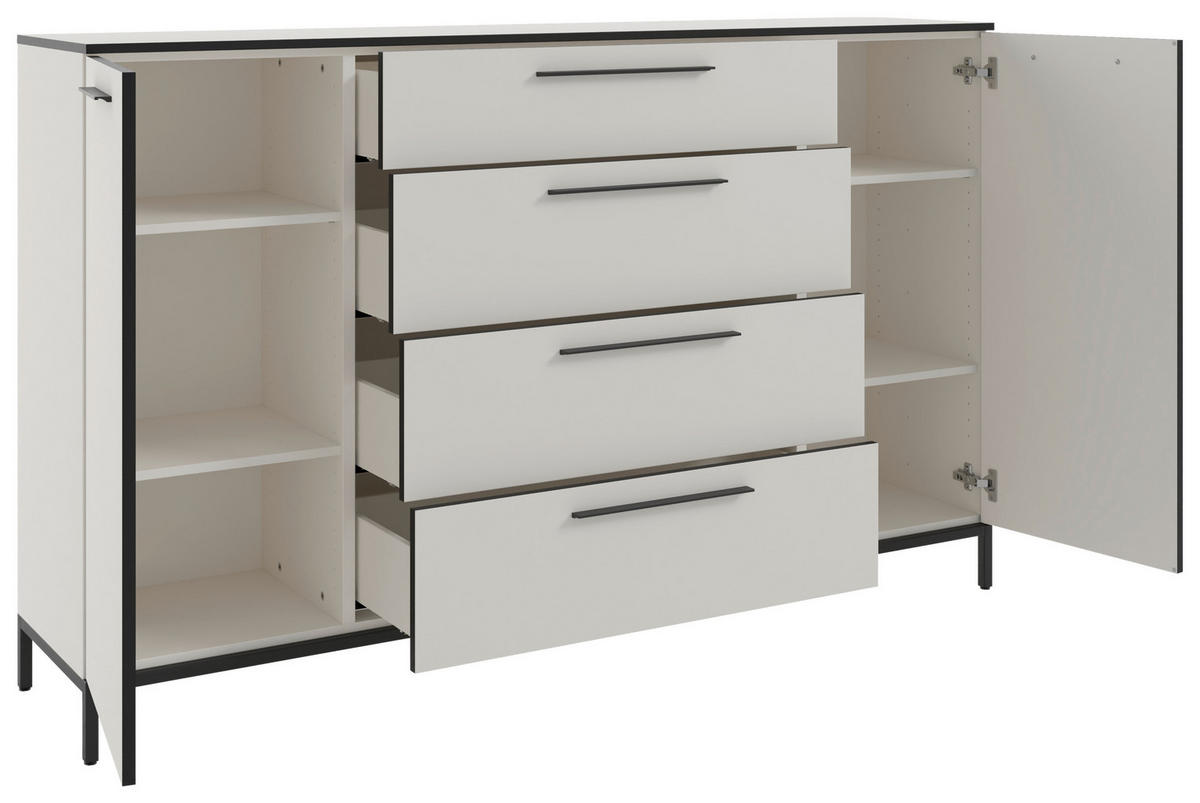 SIDEBOARD Soul  in 180/111/40 cm  - Schwarz/Weiß, MODERN, Holzwerkstoff/Metall (180/111/40cm)