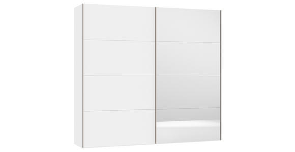 SCHWEBETÜRENSCHRANK in Weiß - Edelstahlfarben/Weiß, Design, Glas/Holzwerkstoff (253/236/65cm) - Carryhome
