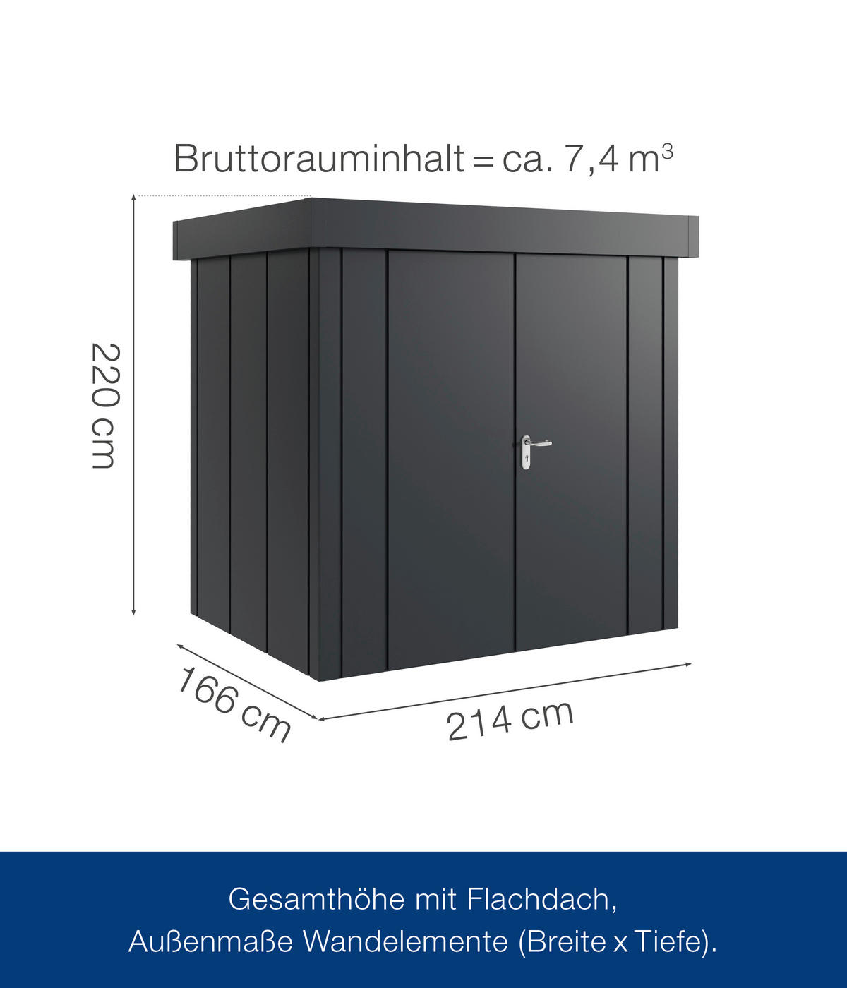 GERÄTEHAUS 229/220/181 cm  - Anthrazit, Basics, Metall (229/220/181cm)