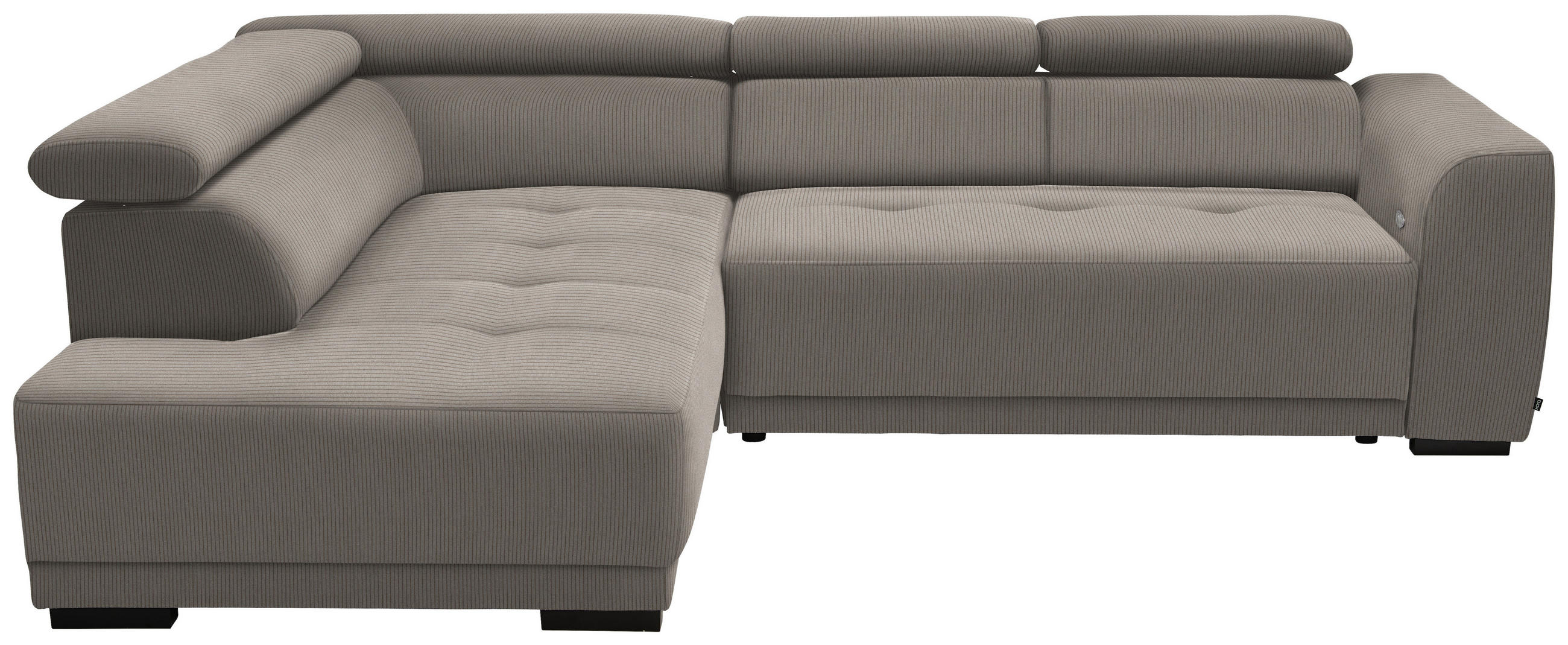 ECKSOFA in Feincord Graubraun  - Graubraun/Schwarz, Design, Kunststoff/Textil (205/284cm) - MID.YOU