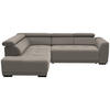 ECKSOFA in Feincord Graubraun  - Graubraun/Schwarz, Design, Kunststoff/Textil (205/284cm) - MID.YOU