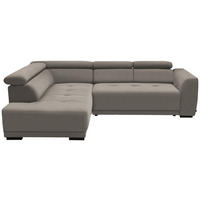 ECKSOFA in Feincord Graubraun  - Graubraun/Schwarz, Design, Kunststoff/Textil (205/284cm) - MID.YOU