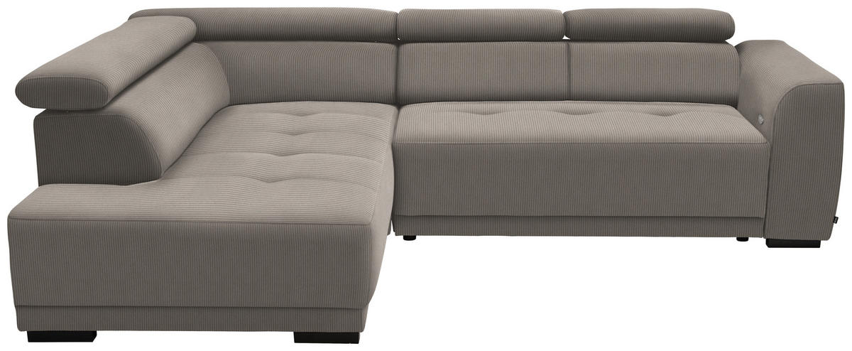 ECKSOFA in Feincord Graubraun  - Graubraun/Schwarz, Design, Kunststoff/Textil (205/284cm) - MID.YOU