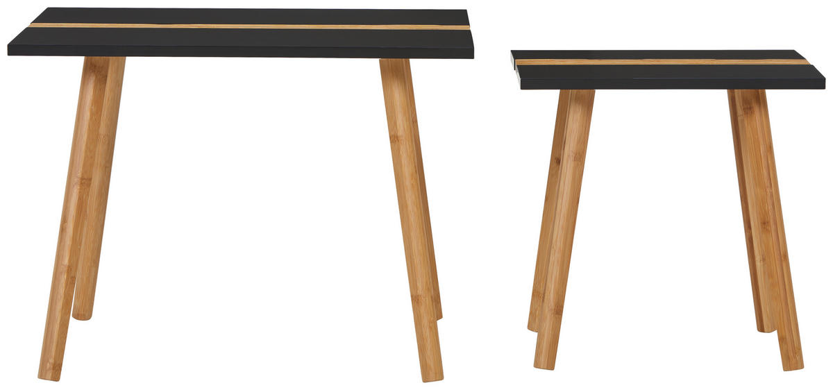 SATZTISCH Bambus quadratisch Schwarz, Naturfarben  - Schwarz/Naturfarben, MODERN, Holz (60/40/60/40/45/40cm) - MID.YOU