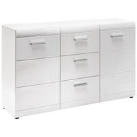KOMODA, bela  - srebrne barve/bela, Design, umetna masa/leseni material (144/86/40cm) - Carryhome