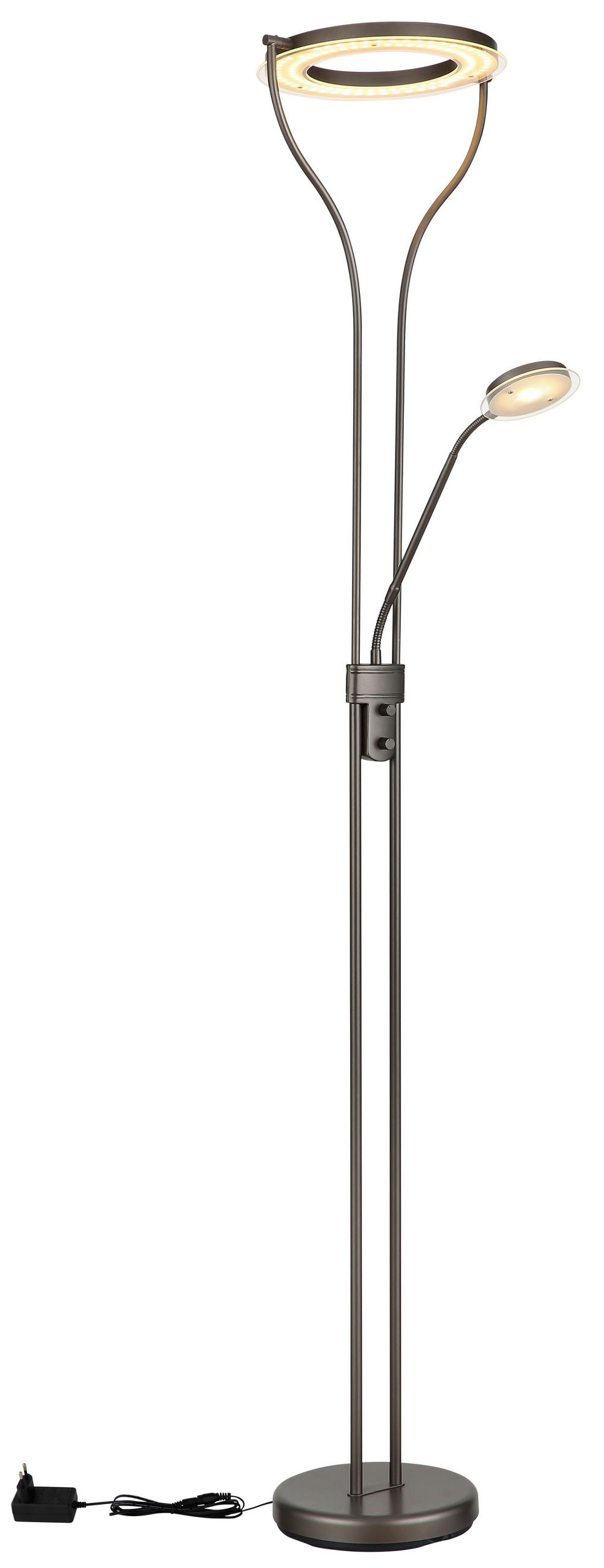 LED-STEHLEUCHTE Ebro 35/30/194 cm  - Klar/Schwarz, Design, Glas/Kunststoff (35/30/194cm) - Globo